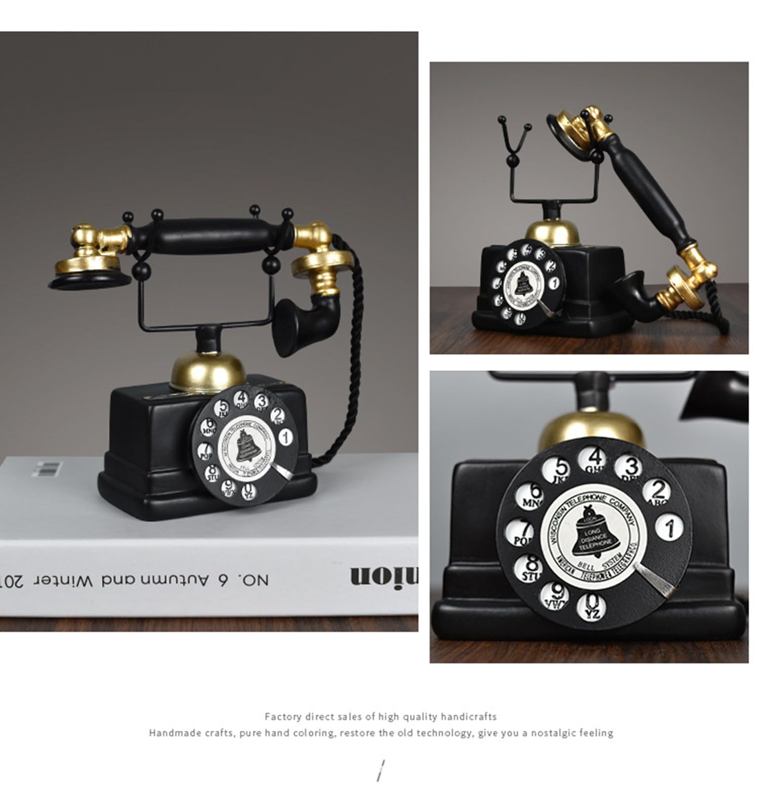 Vintage Resin Telephone - Black & Gold Decorative Phone -3 Vintage Resin Telephone - Black & Gold Decorative Phone -3