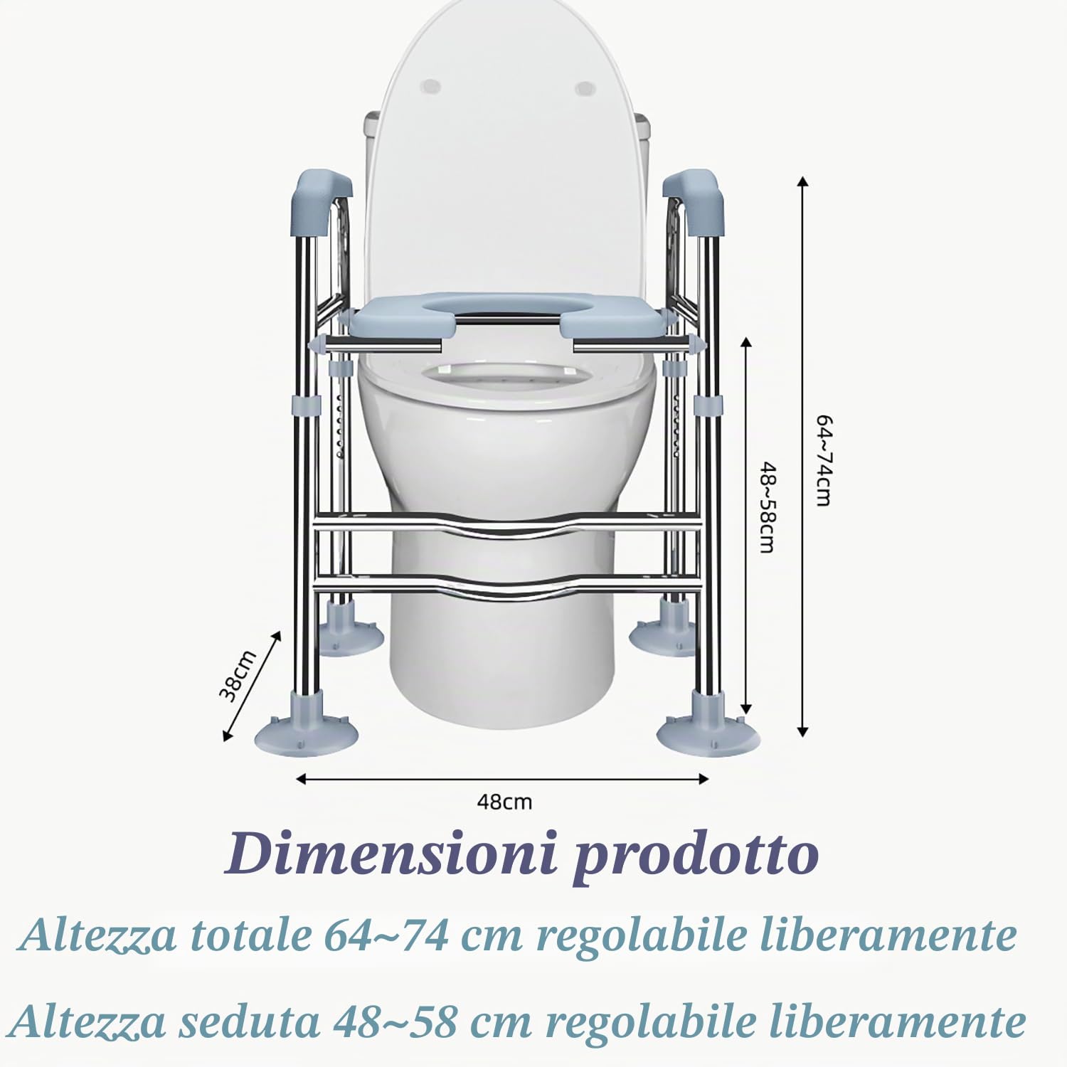 Rialzo Wc Per Anziani,Alzawater Per Protesi Anca,Altezza Regolabile,Piedini Antiscivolo Sostituibili,Senza Foratura,Adatto Ad Anziani,Disabili,Donne In Gravidanza,Ecc.