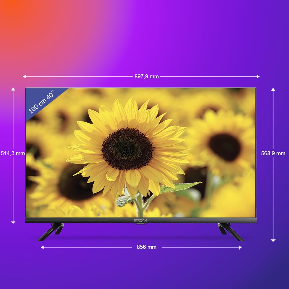 Strong Televisore Smart Android TV da 40 pollici Full HD SRT40FD5553 | triplo tuner DVB-T2/C/S2; Wifi; H.265; CI; google assistant; 3 HDMI 2.0; Borderless 1,6 mm. Hbbtv. Wifi integrato. Bluetooth