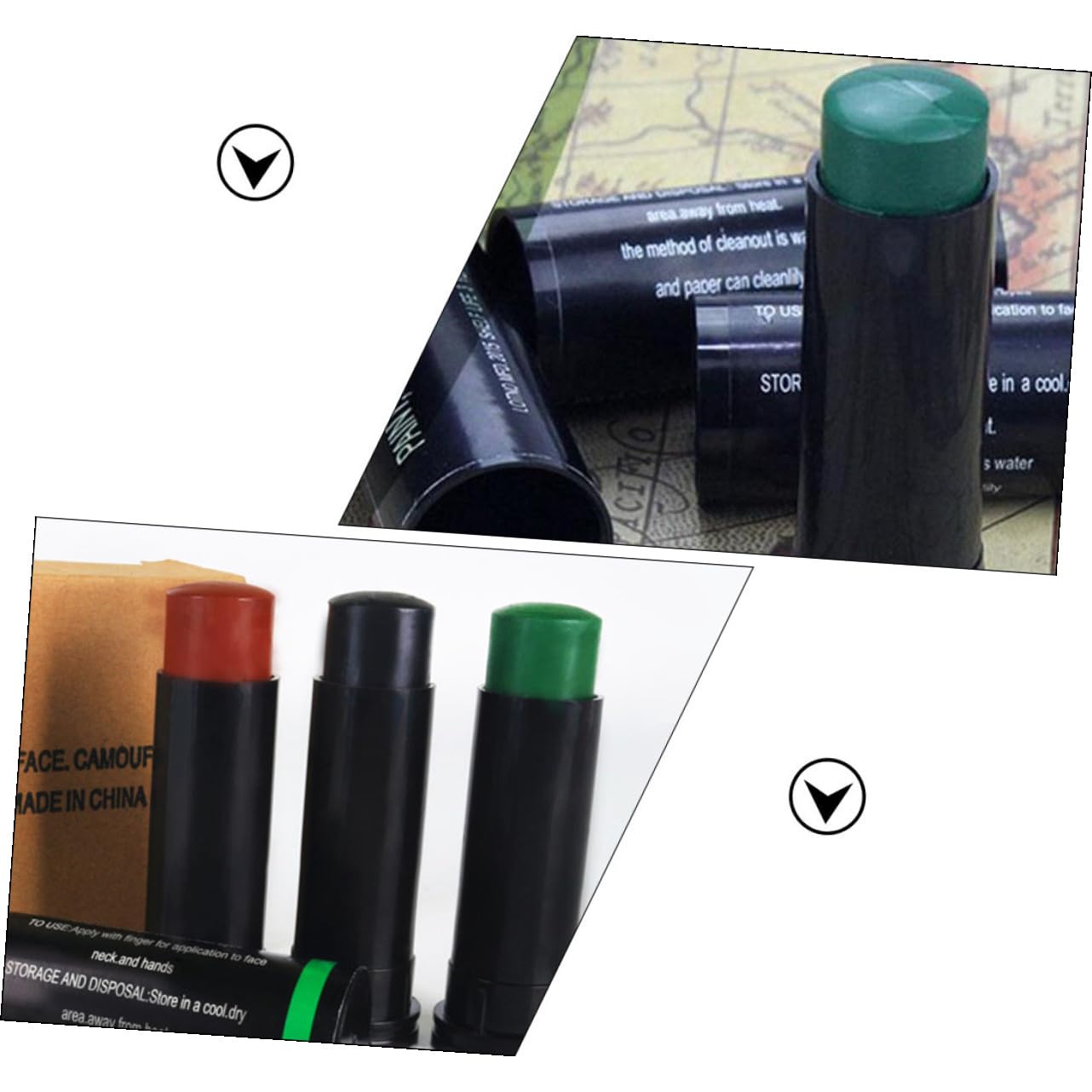 VILLCASE 2 Set di Kit di Pittura per Il Viso Mimetico Bastoncini di Crema Mimetica per attività Allaperto Cosplay Arte 3 Pezzi*2