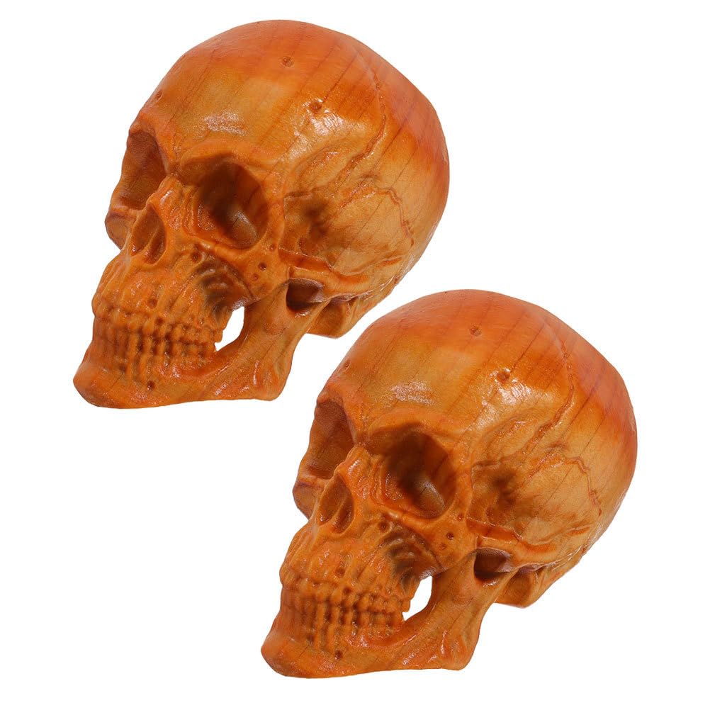 Figurines de tête de mort en bois sculpté main décoration miniature maison bureau