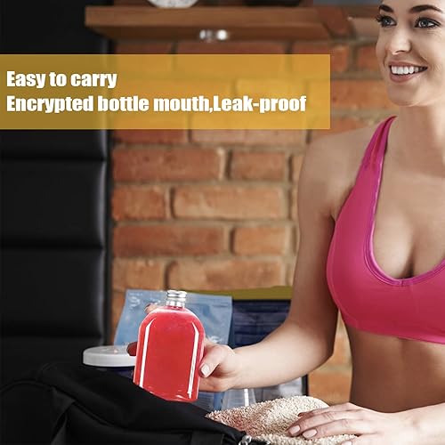 Miniatura 3 de Botellas de plástico con tapas, paquete de 24 botellas transparentes para jugo, botella de agua plana, botella de plástico reutilizable, mini