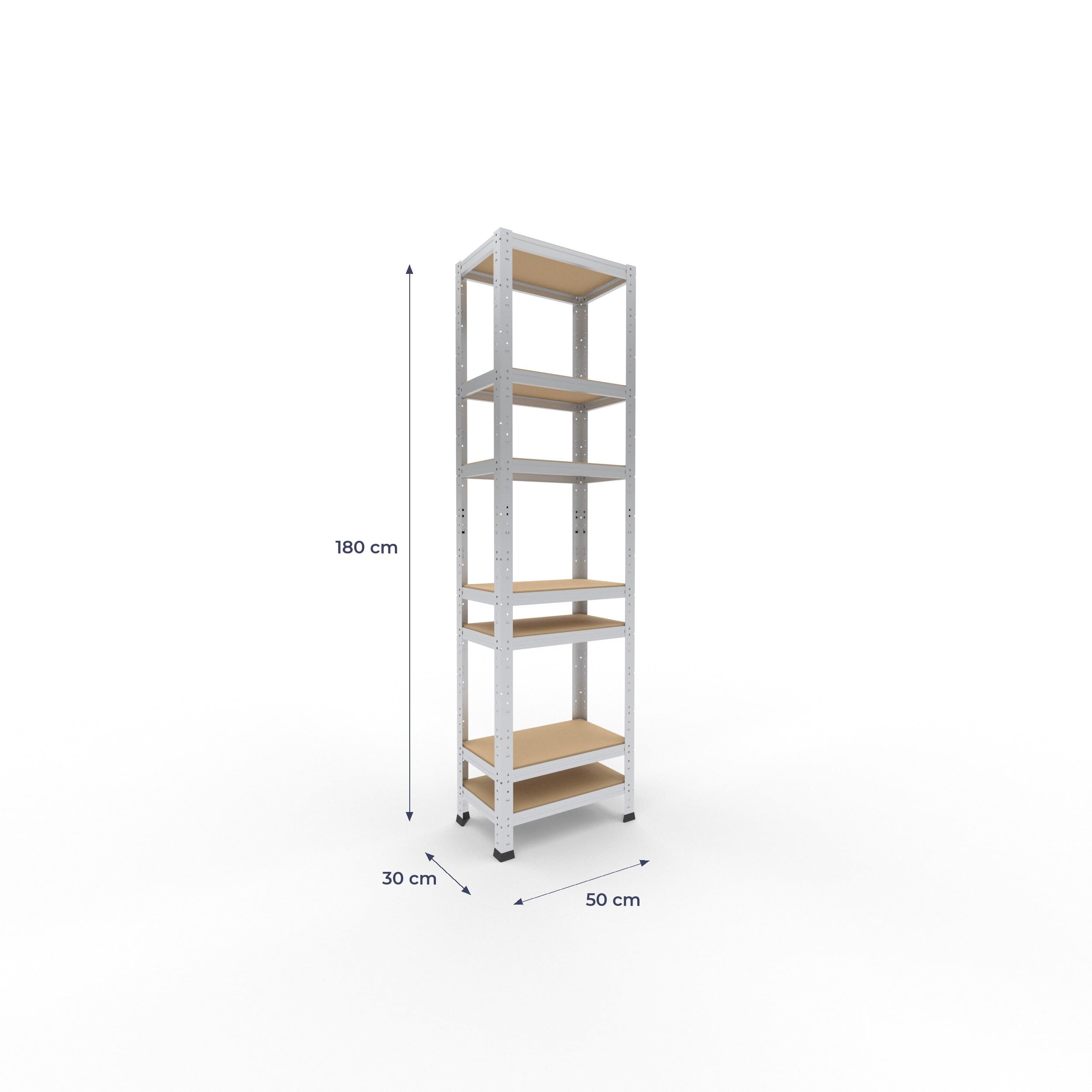 shelfplaza Home 180x50x30cm Schwerlastregal verzinkt mit 7 Böden x 125kg | Kellerregal · Lagerregal · Metallregal · Regale für Kellerraum · Steckregal · Abstellraum Regal