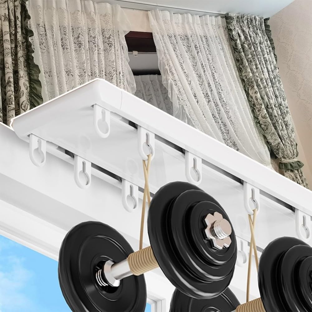 Cicha dwurzędowa szyna ain Track - 4,5 m montowane na suficie pręty ze stopu aluminium do salonu, sypialni i przegród pokojowych, wysokiej jakości czarne draperie