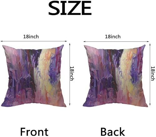 Miniatura 2 de HOSNYE Funda de almohadón de lino de algodón con textura púrpura y amarilla de violeta al óleo. Funda de cojín decorativa para sofá de casa con