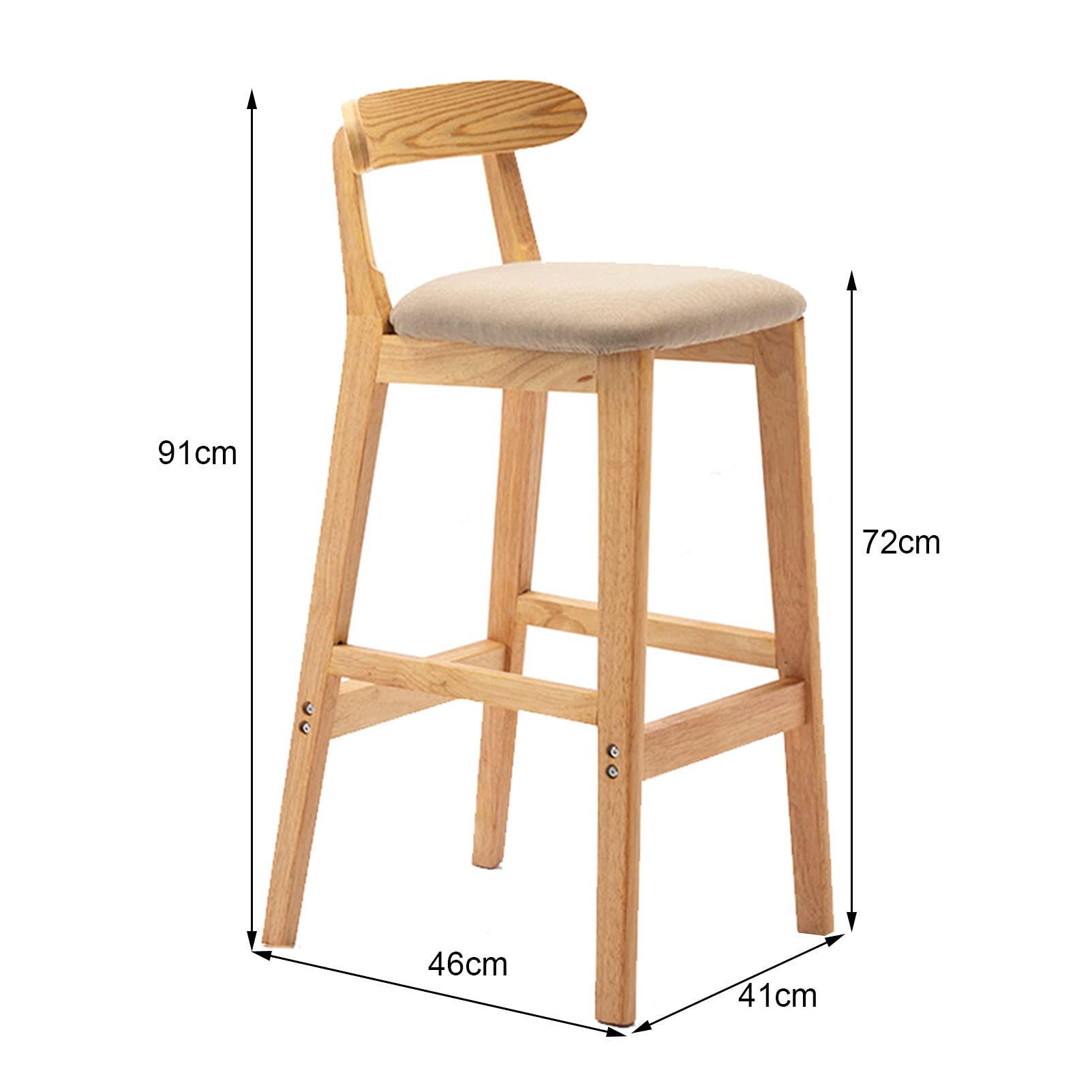 Set 3 Sgabelli Da Bar In Legno Massello HeuGah - Altezza 66 Cm - Base In Metallo - Stile Rustico Con Poggiapiedi