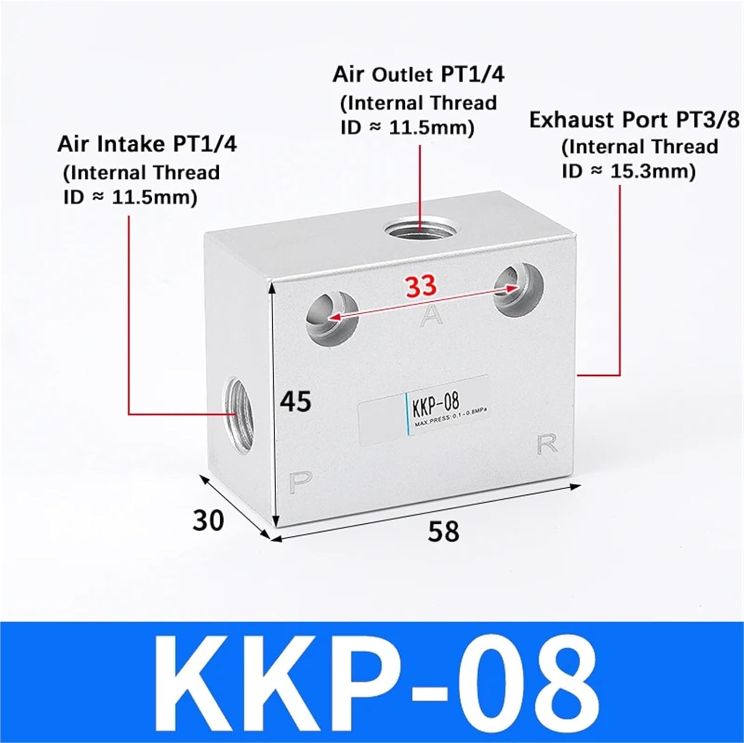 KKP-06/08/10/15/20/25 Quick Exhaust Valve Cylinder Speed Boost Acceleration Pneumatic Rapid Valve 1Pcs(KKP-06)