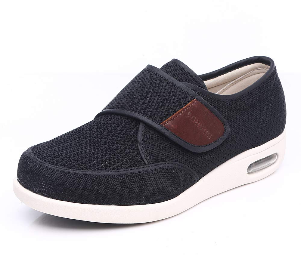 Wide Shoes with Adjustable Strap, Diabetic Shoes for Swollen Feet Easy Put On/Off Shoes for Seniors