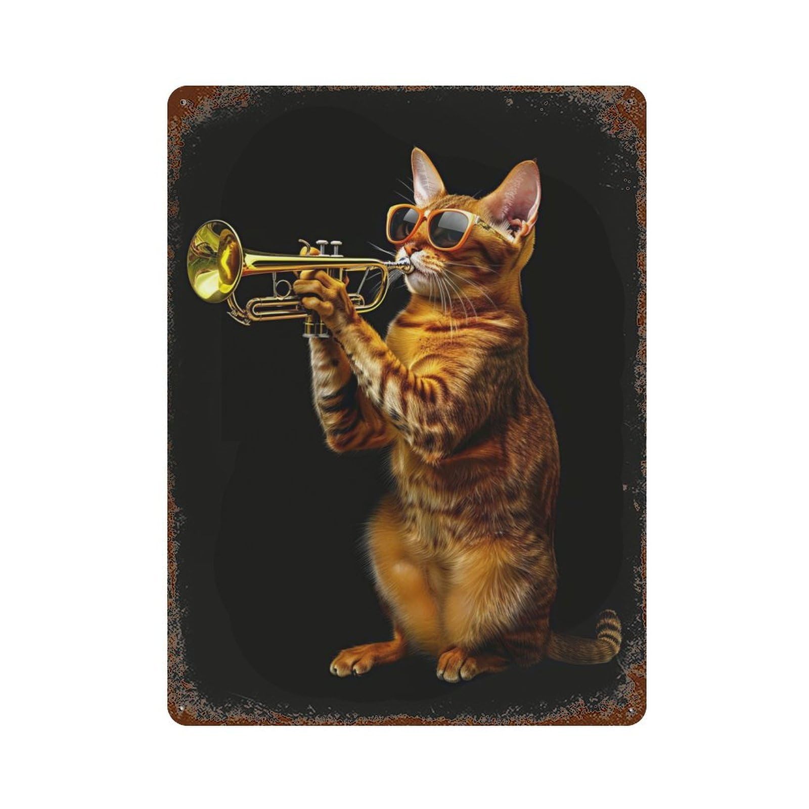 Abyssinian Trumpet 15.7"x11.8" Rusty Metal Tin Sign, Novelty Wall Decor for Cafe, Home Bar And Lounge Decor