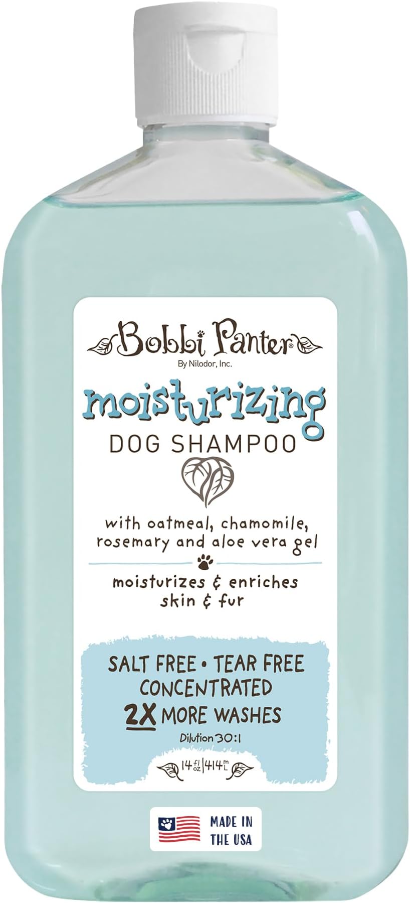 Bobbi Panter Oatmeal Dog Shampoo Aloe Vera, Chamomile & Rosemary – Moisturizing Natural Formula for Dry Skin, Tear-Free, 30:1 Concentrate, Made in USA, 14 oz