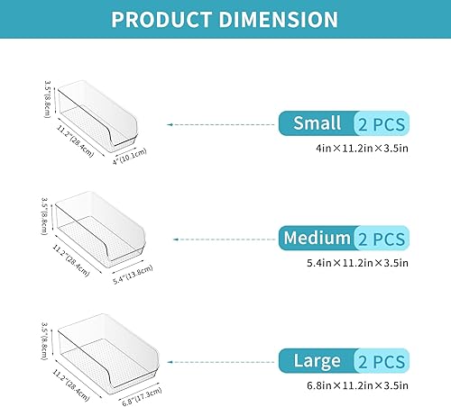Miniatura 2 de Ettori Juego de 6 contenedores de almacenamiento de plástico transparente, la mejor solución de almacenamiento y organización de despensa para