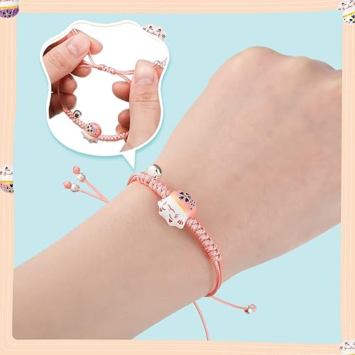 Miniatura 6 de Kigeli 12 pulseras de gato de la suerte, pulsera de Maneki Neko, ajustable, cuerda de la fortuna, Feng Shui, pulsera de cuentas de cerámica de gato