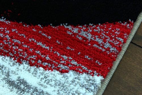 Miniatura 5 de Masada Rugs, Stephanie Collection - Alfombra de área moderna y contemporánea, 1100, rojo, gris, blanco, negro (6 pies x 9 pies)