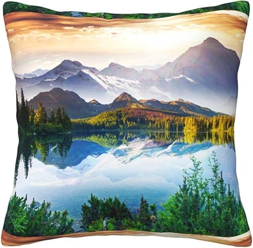 Miniatura 7 de Aimeryup Throw Pillow Covers 20x20 Inch Mountain Lake Sunny Day Decorative Pillow Covers Cushion Covers cojines decorativos para sala Pillow Cases
