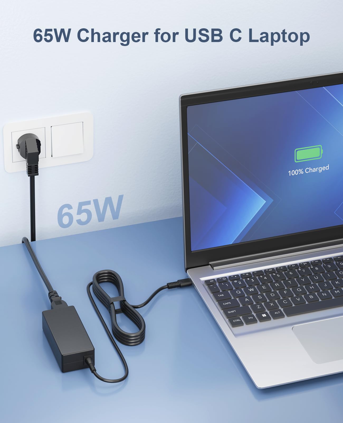 65W Schlankes USB C Ladegerät für HP Spectre Elitebook Lenovo ThinkPad