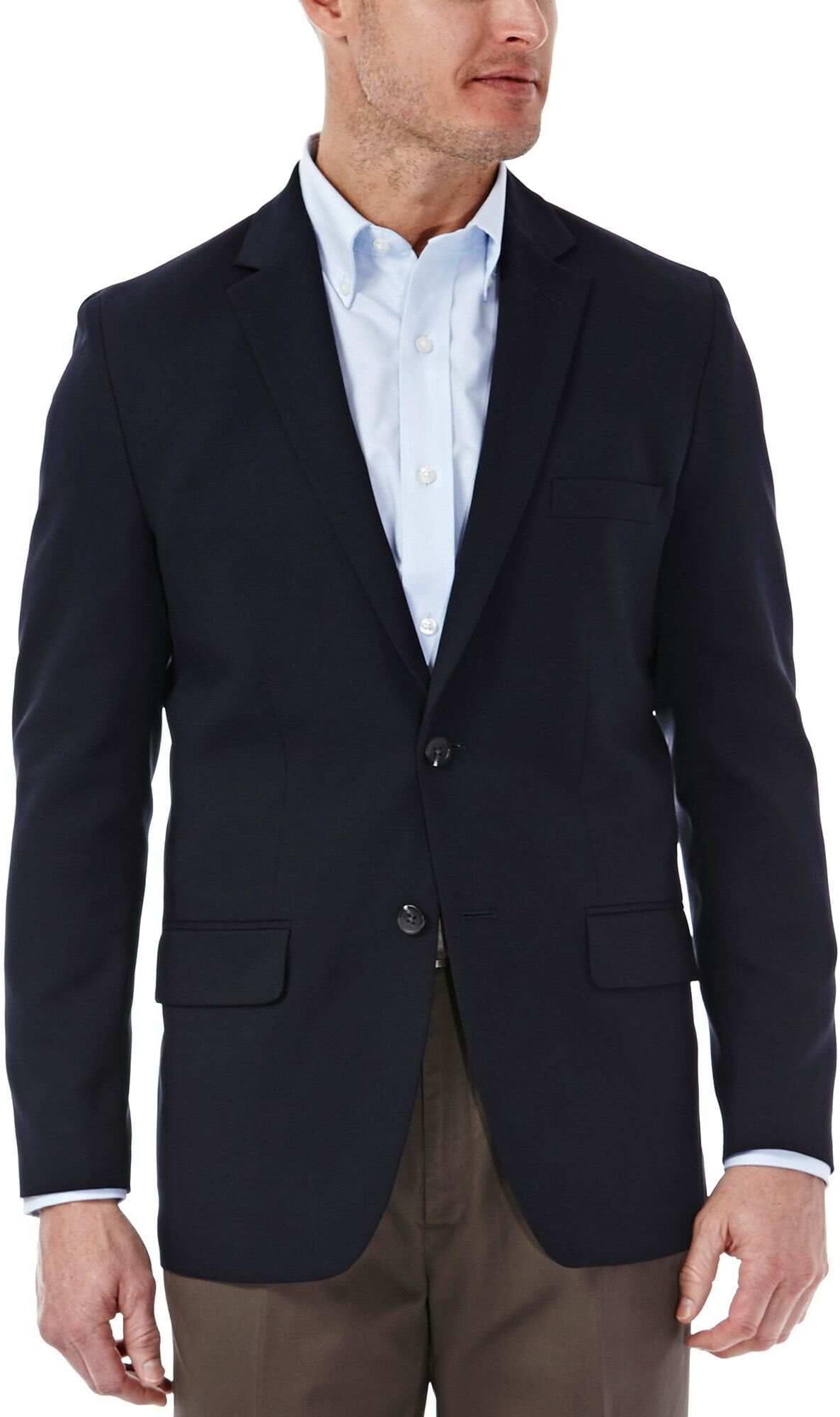 Men's Travel Stretch Tailored Fit 2-Button Side Vent Solid Blazer
