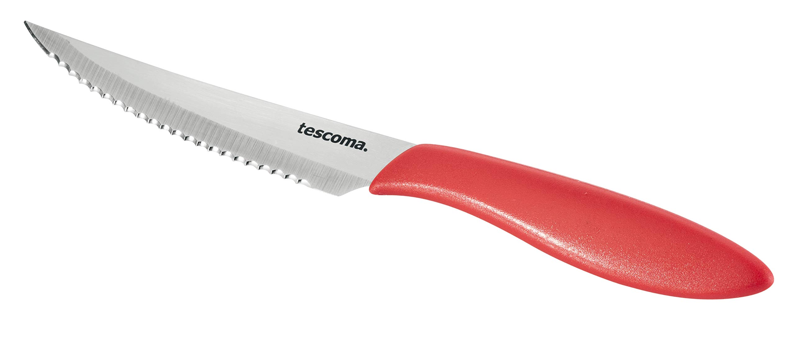 Tescoma Presto Cuchillo Chuletero, Acero Inoxidable, Rojo, 29.5x12x3 cm, 6 Unidades