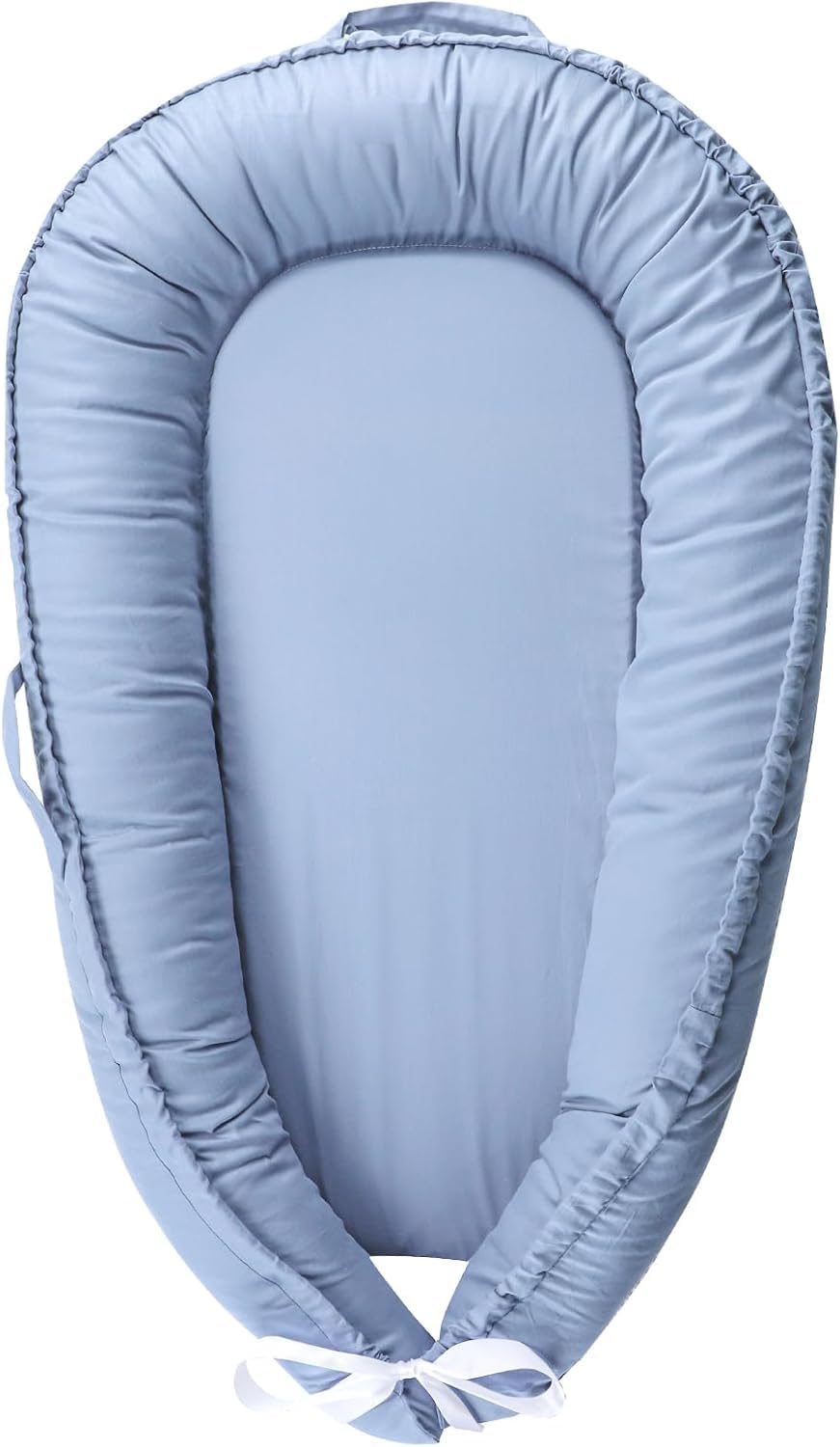 Hooyax Baby Nest Pod for Newborn Baby Lounger for Newborn Portable 100% Breathable Cotton Baby Nest for 0-12 Months Boys Girls