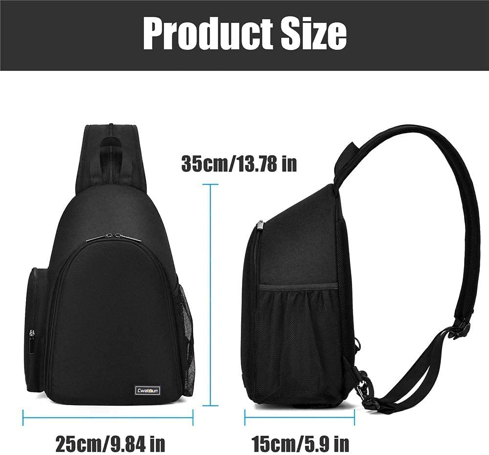 Cwatcun Kameratasche für Fotografen, wasserdichte DSLR Kameratasche, Kamera Sling Bag & Schultertasche, Für Canon Nikon Sony Spiegelreflex, und Systemkameras (1.0 Schwarz)