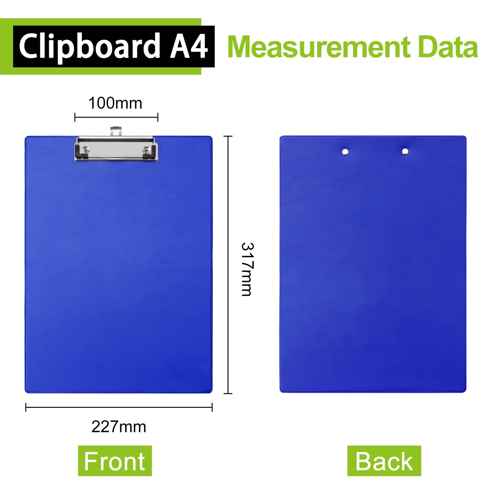 Srvnpioy Clipboard A4, 10 Pack, Blue, Clip Board with Low Profile Clip, Made of PVC and Cardboard - Image 2