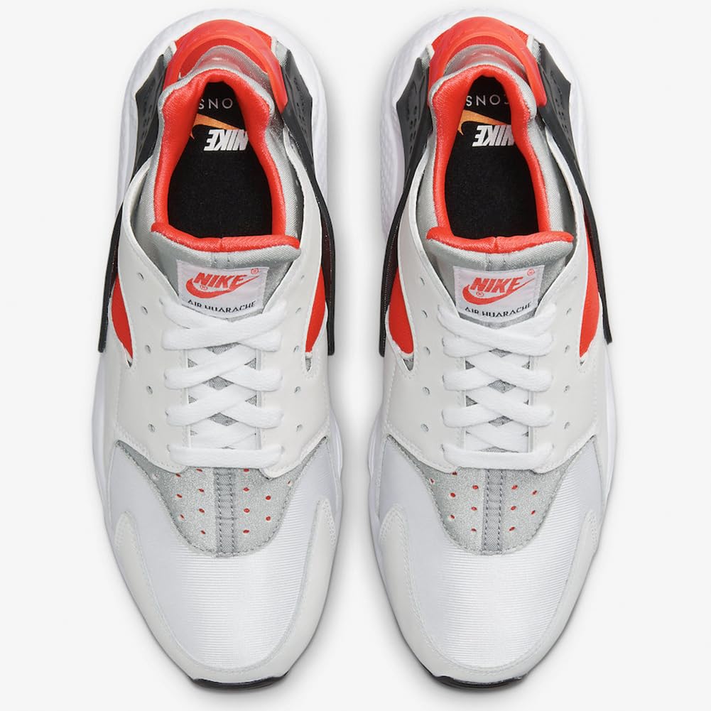 Nike Air Huarache Men's Shoes (DX4259-100, White/Metallic Silver-Infrared 23-Black) Size 3.5