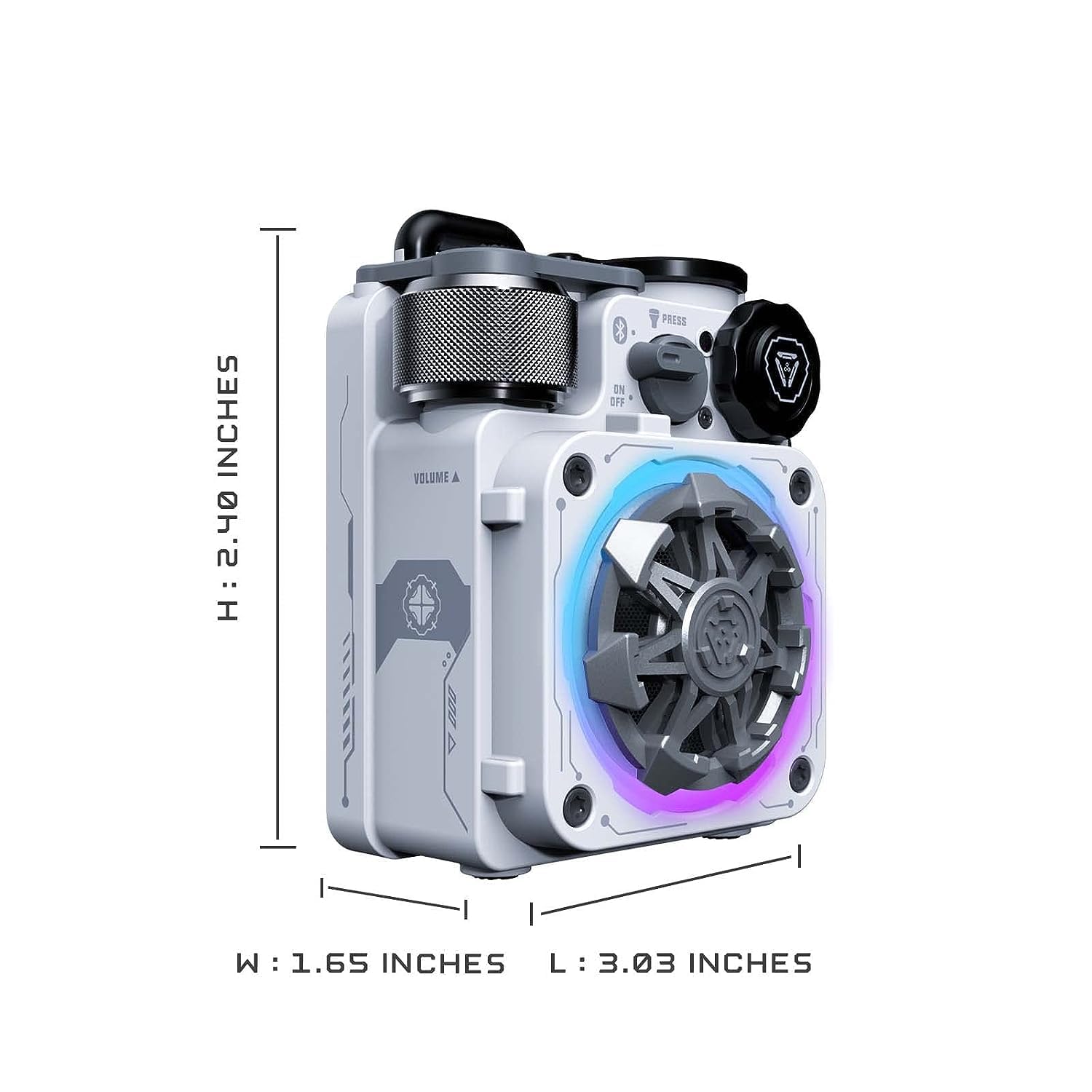 Muzen Cyber Cube-Pro White Bluetooth Speaker, Bluetooth 5.0, Portable Speaker with Fidget Spinner, Crystal Clear Sound with RGB Led Light Wireless Speaker, Waterproof Speakers for Indoor Outdoor 1