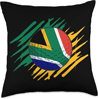 South Africa Golf Graphic for Men Women and Kids Golf Ball with The Flag of South Africa Throw Pillow, 18x18, Multicolor