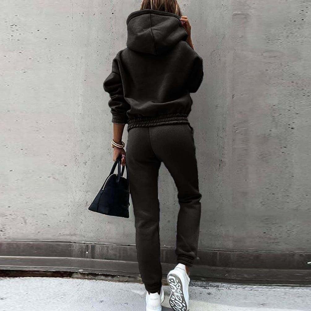 Tuta da Jogging da Donna Tuta da Donna 2 Pezzi Tuta for Il Tempo Libero Tuta Sportiva con Cappuccio Fitness Streetwear Abbigliamento Sportivo Pullover Top