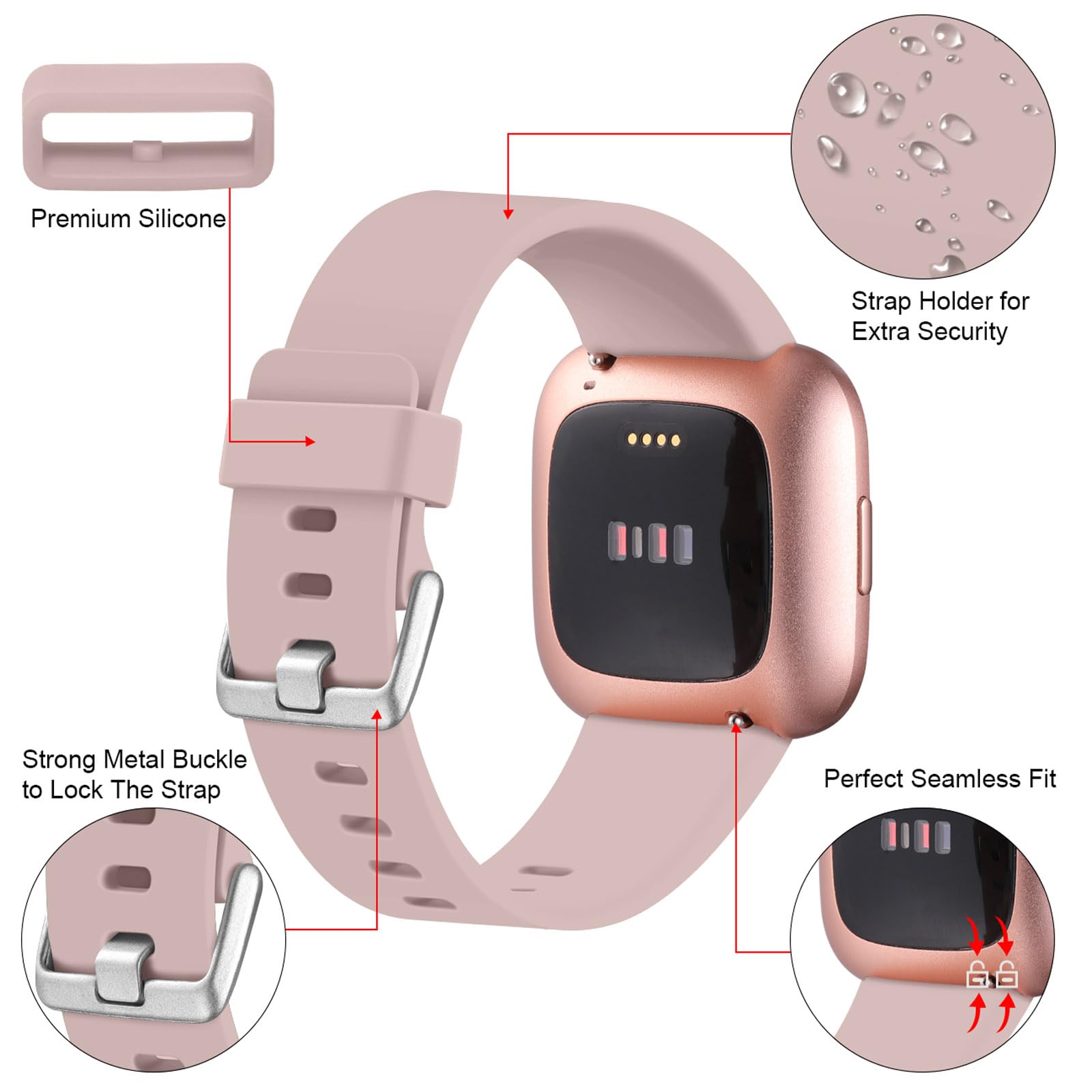Oielai Cinturino per Fitbit Versa 2/Versa/Versa Lite - Sostituzione in Silicone Sport Classico Compatibile per Donne e Uomini