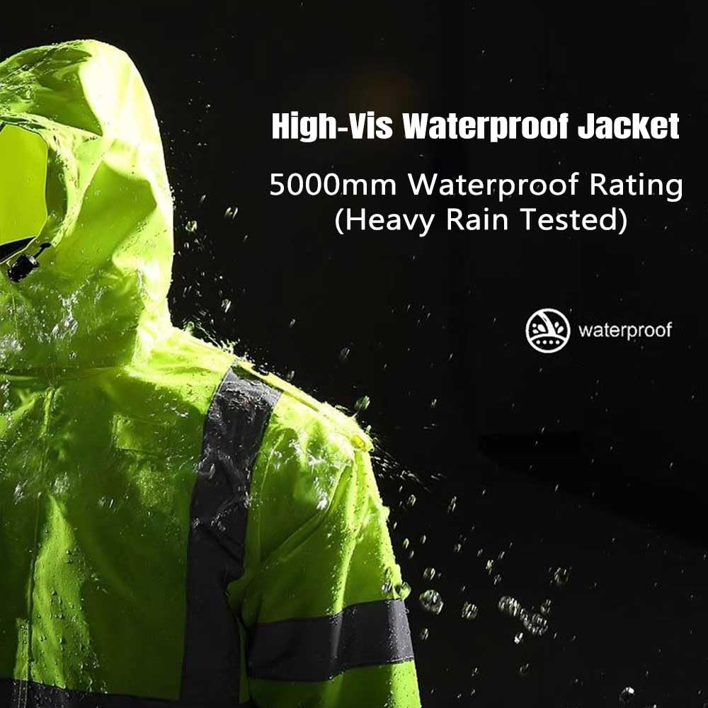 Chaqueta de alta visibilidad personalizada para hombre, certificado EN ISO 20471, impermeable, reflectante, ropa de trabajo de seguridad con forro desmontable, color amarillo y naranja, añade