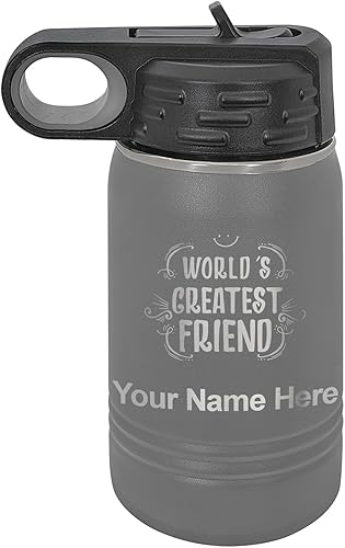 Miniatura 63 de LaserGram Personalized Water Bottle, World's Greatest Friend, Stainless Steel Double Wall Vacuum Insulated with Flip Top Straw, Custom Engraved Gift