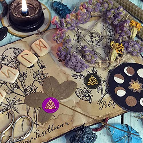 CRASPIRE Celtic Knot Wax Seal Stamp Sealing Stamp Copper Seals Eye Sun Star Symbol 30mm Retro Removable Brass Stamp Head with Wooden Handle for Envelopes Wedding Christmas Invitations Gift Decoration - Image 4