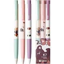 Kaco K7 Gel Ink Pens 3 Pieces Happy Dog Black Pens Set 0.5mm Fine Point, All Black Ink, Office School Supplies