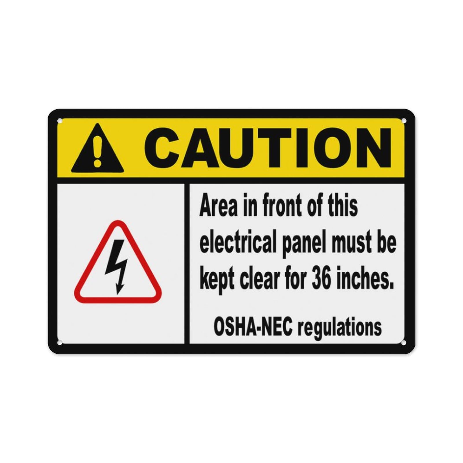 peiyeety Caution Area in Front of This Electrical Panel Must Be Kept Clear for 36 Inches. OSHA Aluminum Tin Warning Signs for Home Outdoor Garden 12X16 Inches