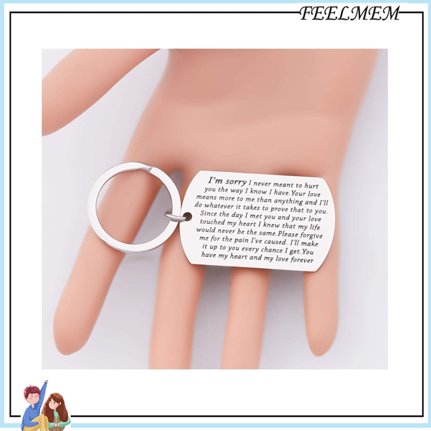 FEELMEM Apology Keychain Gift - I'm Sorry Keychain for Apologizing - Forgive Me Gifts to Say You're Sorry