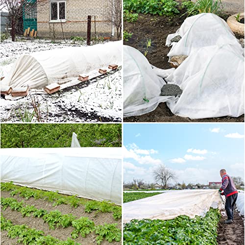 Novdeco Plant Covers Protection, 12 Sets Of 7Ft Long Garden Hoops, 10 Pcs Of 30 Ft Frost Cloth, For Winter Frost Protection, Raised Bed, Garden Stakes, Greenhouse #TOP6