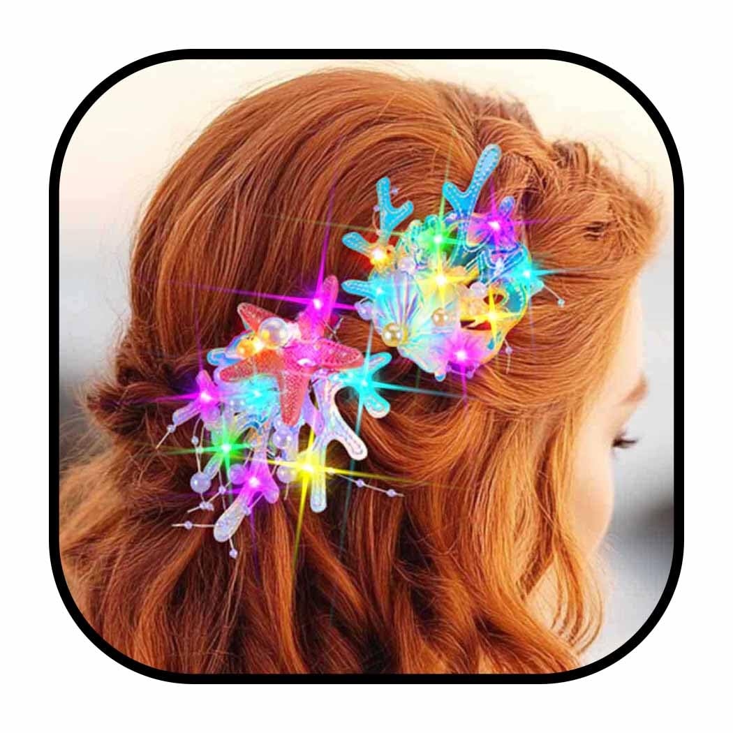 JEWEKY Light Up Hair Clips Led Mermaid Hair Accessories for Women(Colorful)