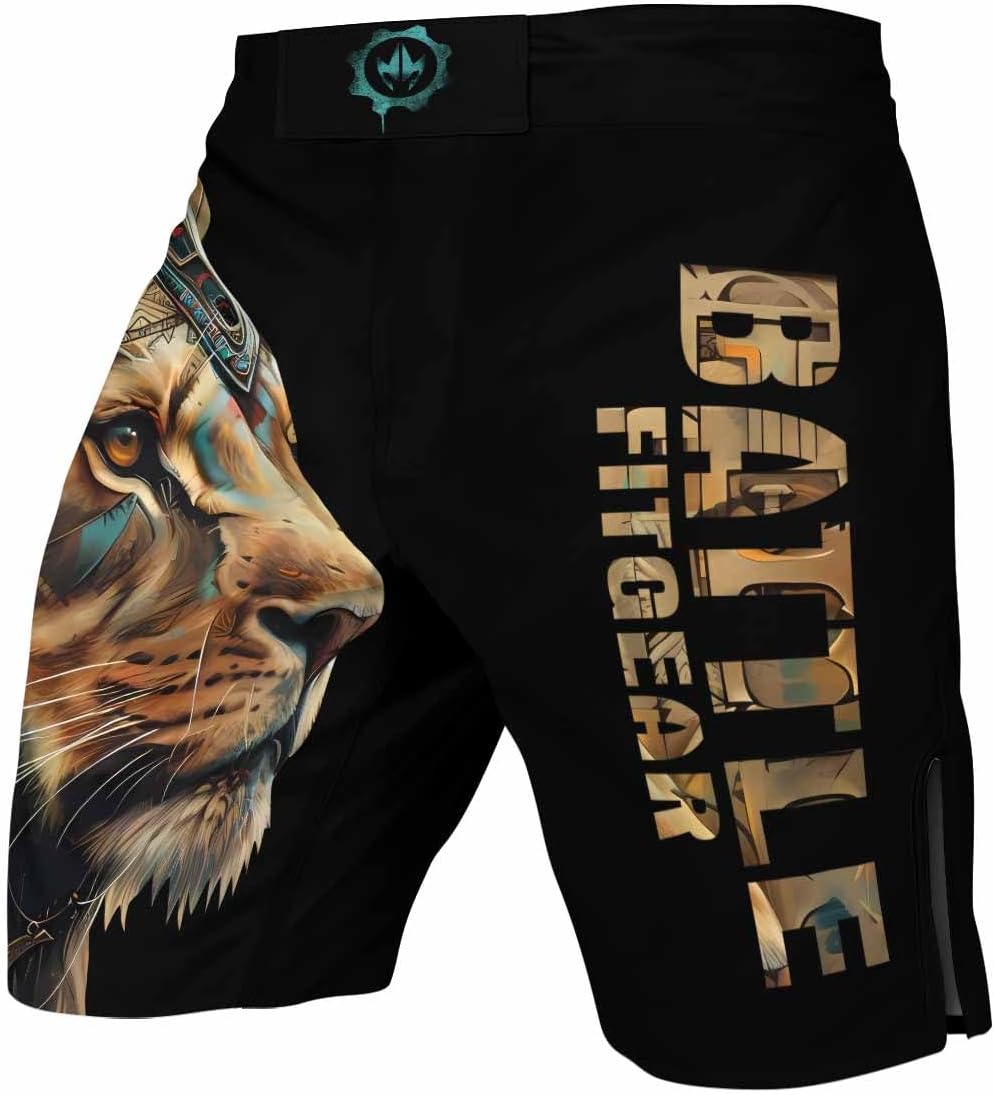 Lion Men's Fight Shorts MMA Boxing BJJ Kickboxing Shorts Trunks Fight Wear