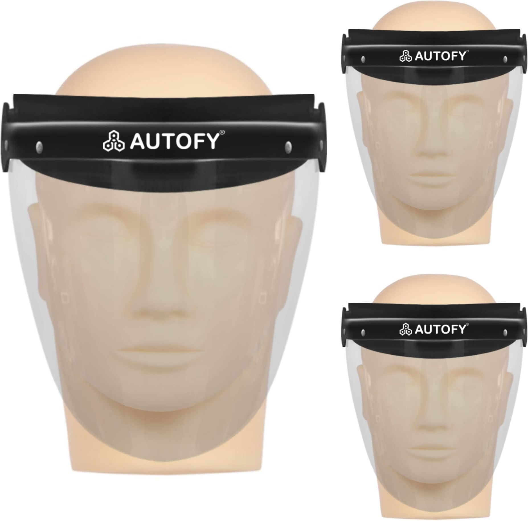 Autofy Flipup Helmet Visor Polycarbonate Face Shield for Men Women Adults Full Face (Set of 3 - Medium Size)