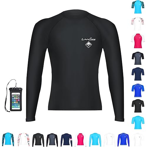 OMGear Rash Guard for Men Women Spandex Multi-Colors Long/Short Sleeve Swimsuit UPF 50+ BJJ MMA Compression Shirt Surf Suit