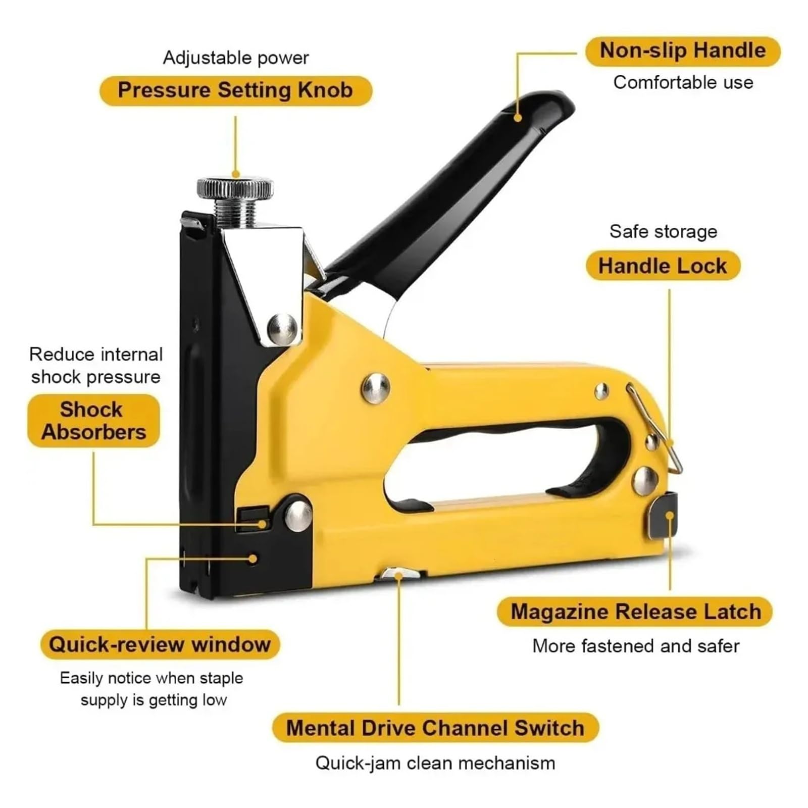 Graffettatrice Per Legno Pistola cucitrice 4 in 1 resistente Tappezzeria | Graffatrice for tappezzeria con 800 punti Cucitrice manuale con regolazione della potenza(Color-2 4 IN 1)