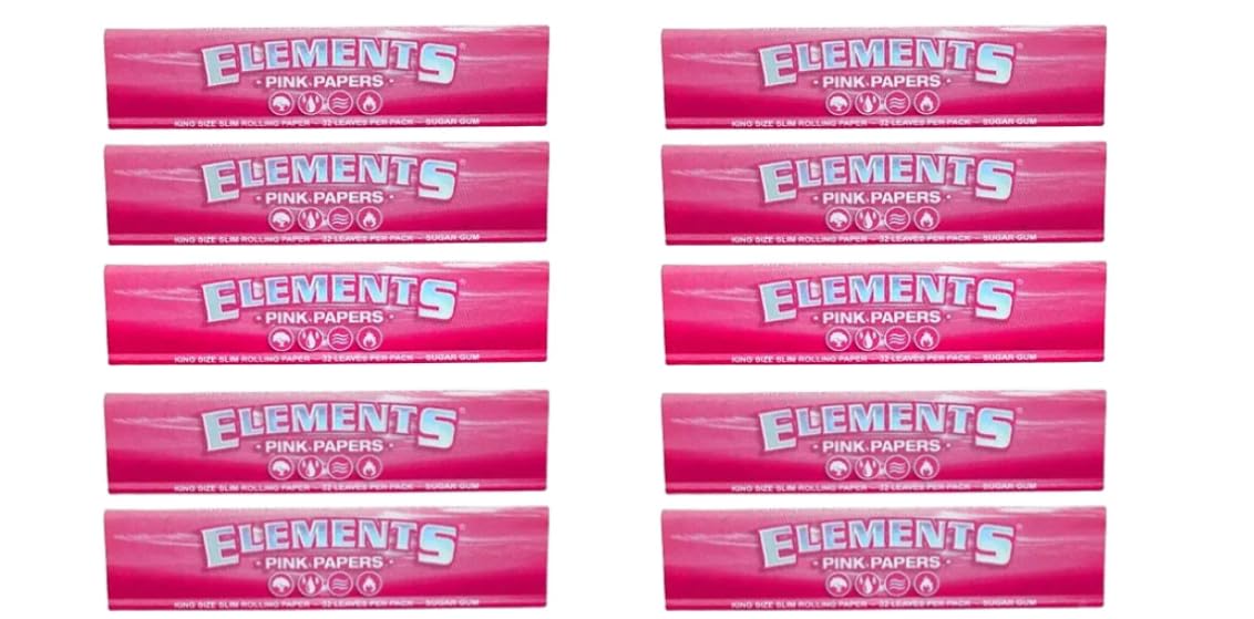 Elements Pink King Size Rolling Papers - Pack of 10: Premium Quality Papers for a Smooth Smoking Experience