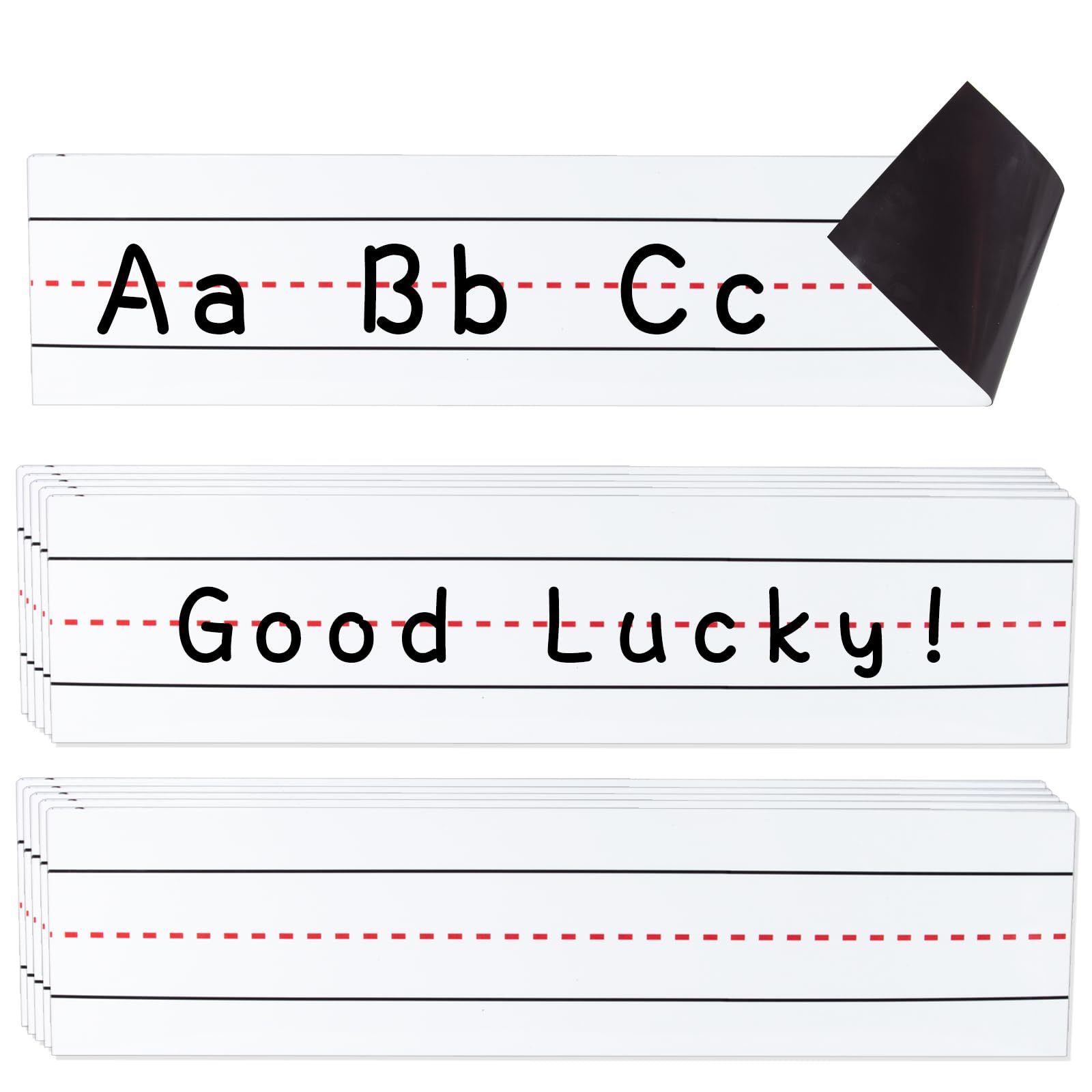 Jingzhan Magnetic Sentence Strips for Whiteboard, 10-Pack 3"x12" Reusable Dry Erase Handwriting Practice Strips, Teacher Supplies for Classroom & Homeschool