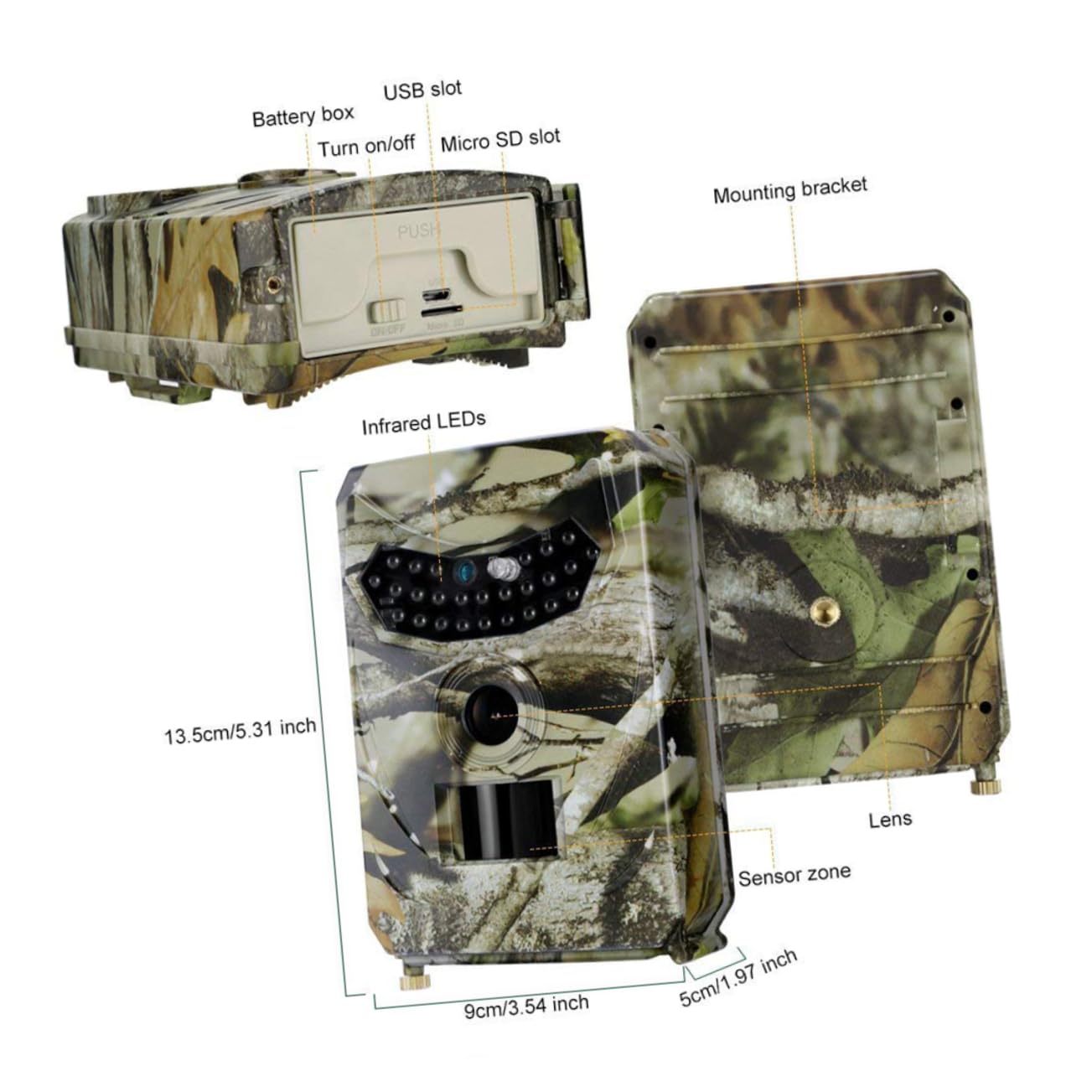 TOYANDONA Caméra de Chasse Détection Pir 110° 1080p 26 LED IR Étanche Ip56 Vision Nocturne Infrarouge Plastique Solide pour Surveillance Extérieure et Sécurité de Ferme