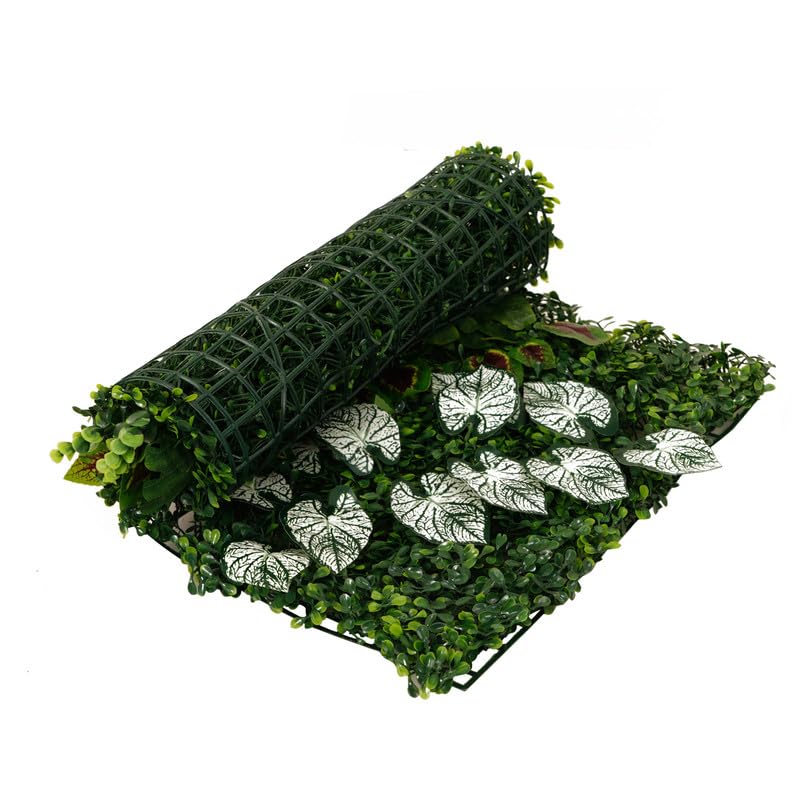 Image of Wall Grass (3 Pcs); Artificial Grass for Wall Decoration; Vertical Garden Artificial Mat; Grass Tiles for Balcony and Garden (Forest Snow; 60cm x 40cm x 8cm; Plastic; Pack of 3)