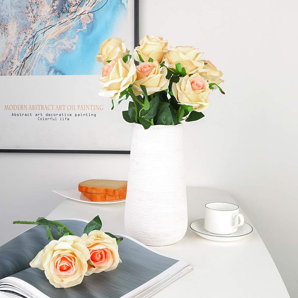 thumbnail: Kisflower 12 Stuks Kunstrozen Zijde - Realistische Rozen Stengels Voor Decoratie (Gradient Geel)