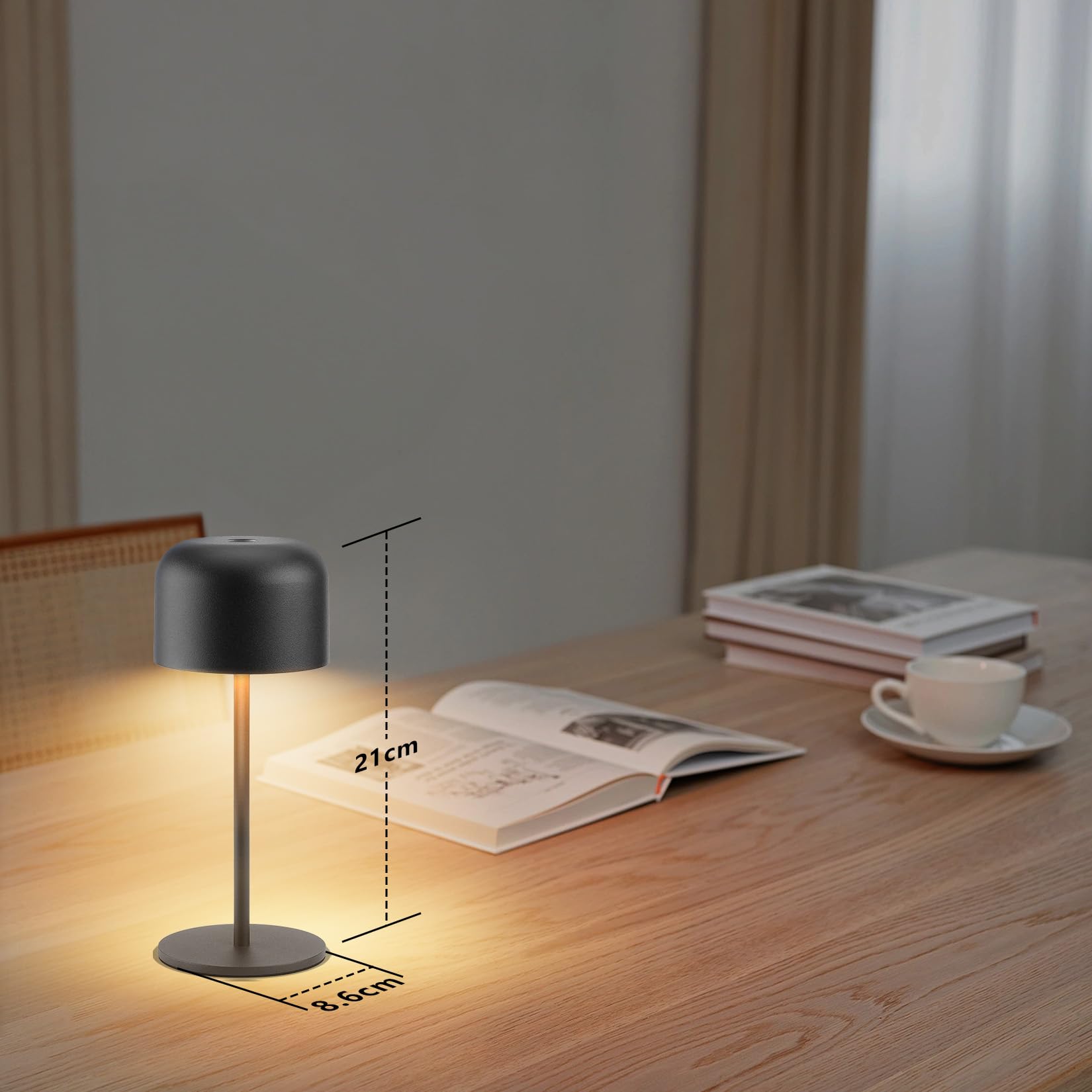 Produktbild von Klighten 2 Stück LED Dibare Akku Sandgrau Tischlape Kabellose