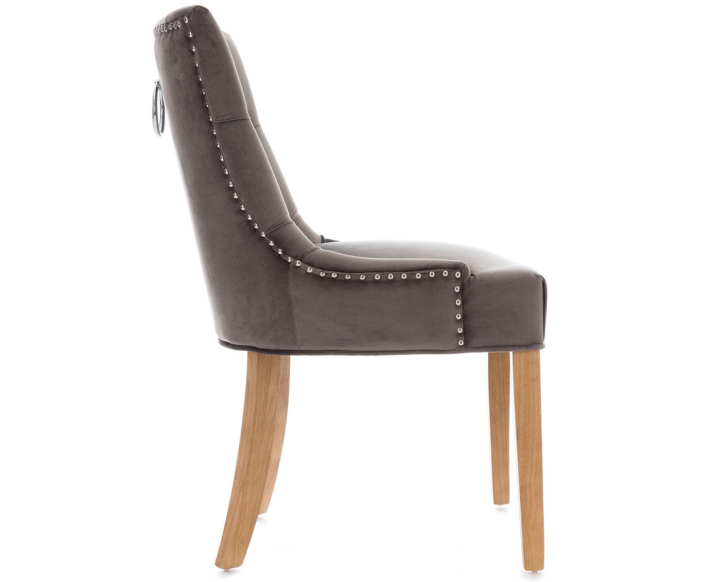 Lifestyle Furniture Scoop Back Dining Chairs in Grey Velvet, Chrome