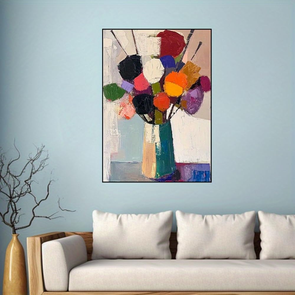 GKRXNZC Large Abstract People Canvas Wall Art - Vibrant Geometric Shapes And Bold Colors, for Living Room, Office, Bedroom, Study(35x45cm/14x22in(WxH)/No frame)