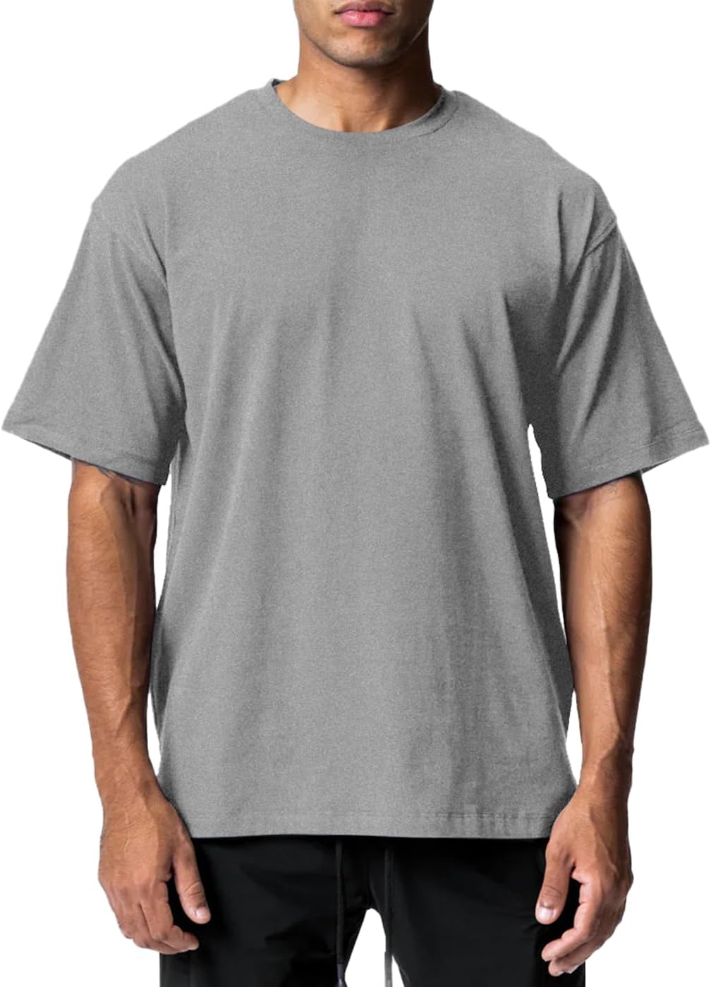 Men's 1 or 2 Pack Solid Color T-Shirt Short Sleeve Fashion Loose Round Neck Gym Sports Leisure Fitness Top Oversized T-Shirt